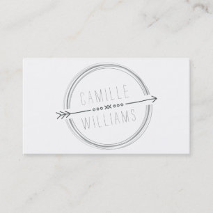 MODERN ARROW LOGO grey cool rustic hand drawn Business Card