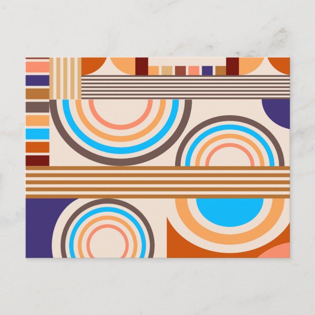 Modern Art Abstract Faux Bauhaus Pattern Postcard (Front)