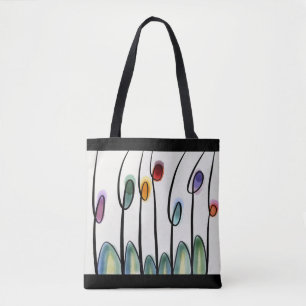 Modern art abstract flowers tote bag