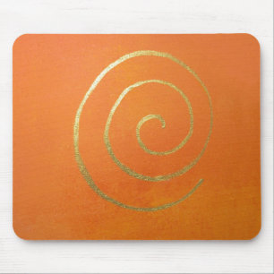 Modern Art Abstract Orange And Gold Painting Mouse Pad