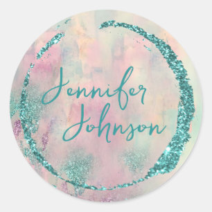 Modern Art Abstract Paint Watercolor Artist  Classic Round Sticker