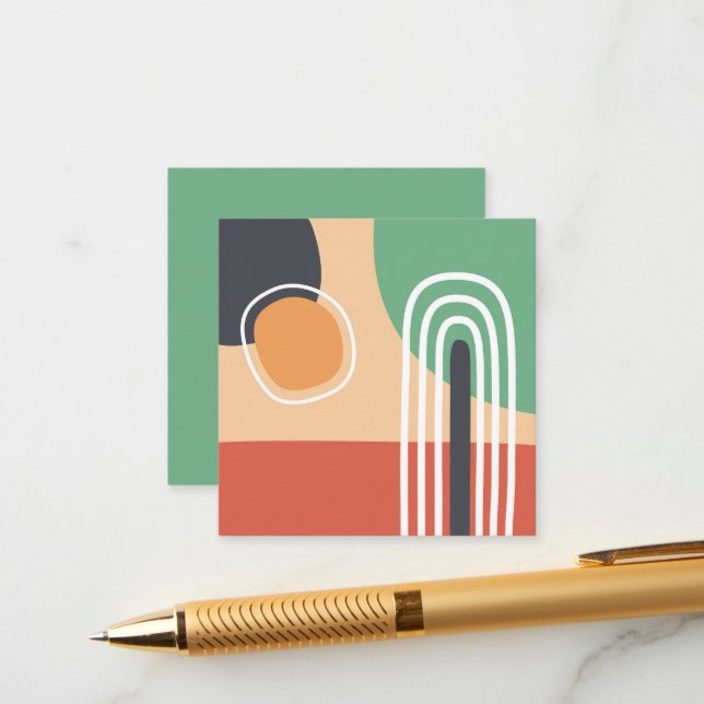 Modern art abstract rainbow and sun enclosure card (Front/Back In Situ)