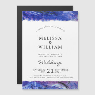 Modern Art Blue Wedding Magnetic Invitation