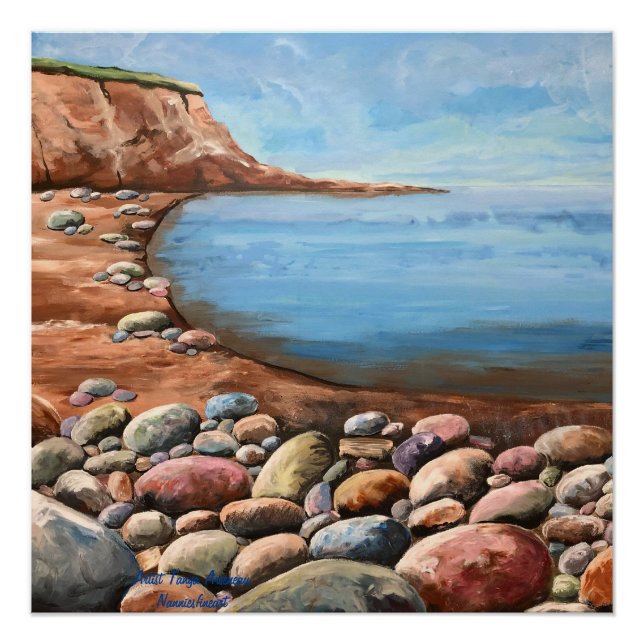 Modern Art Blues and Browns Seascape  Coast  Poster (Front)