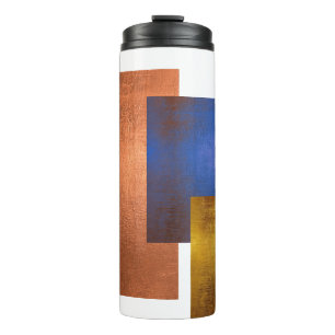 Modern Art Brown Blue Gold Thermal Tumbler