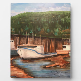 Modern Art Browns and Greens The Fishing Village Plaque