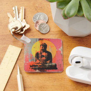 Modern Art Buddha Key Ring