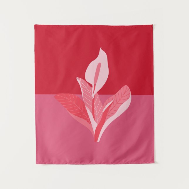 Modern Art Calla Lily Red Pink Tapestry (Front)