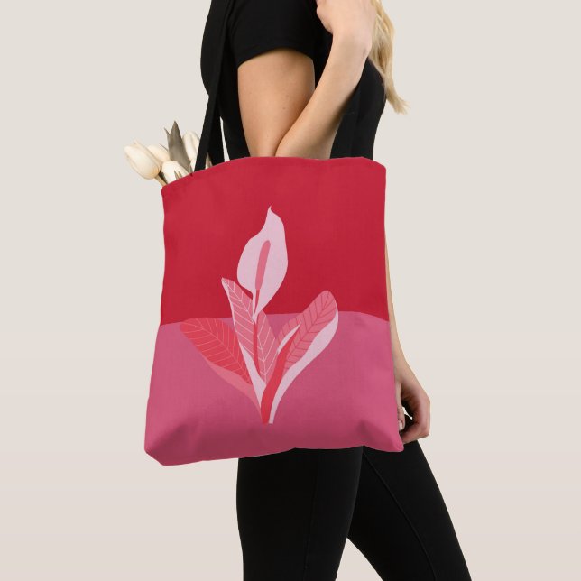 Modern Art Calla Lily Red Pink Tote Bag (Close Up)