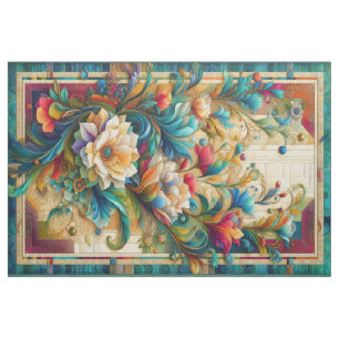 Modern Art Cheater Quilt Floral Panel Fabric