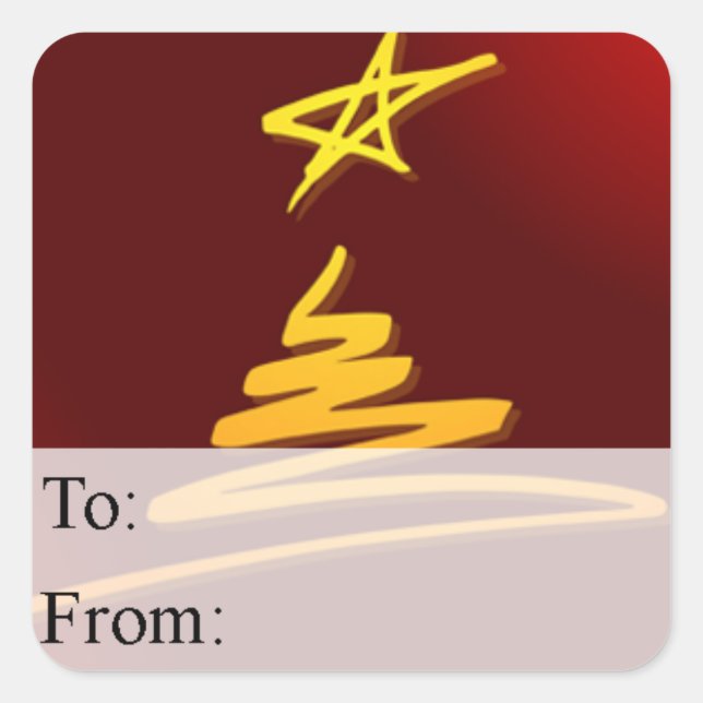Modern Art Christmas Tree Gift Tag (Front)