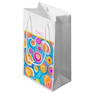 Modern Art Circles INITIALS Colourful Fun  Small Gift Bag