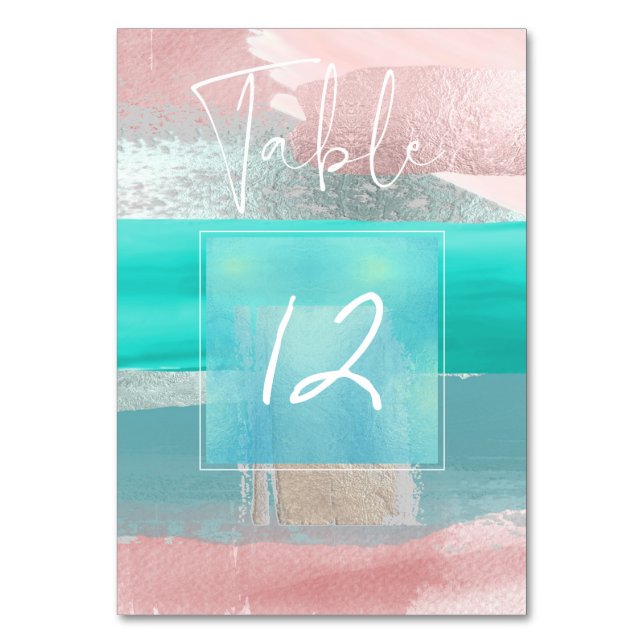 Modern Art, Colour Block Table Nos. Blush+Blue Number (Front)