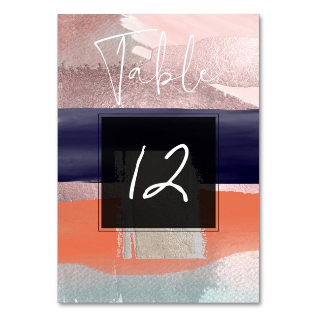 Modern Art, Colour Block Table Nos. Blush+Navy Number (Front)
