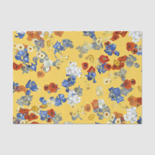 Modern Art Colourful Blue Red Yellow Flowers Tissue Paper