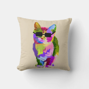 Modern art cool pop art kitty cat cushion