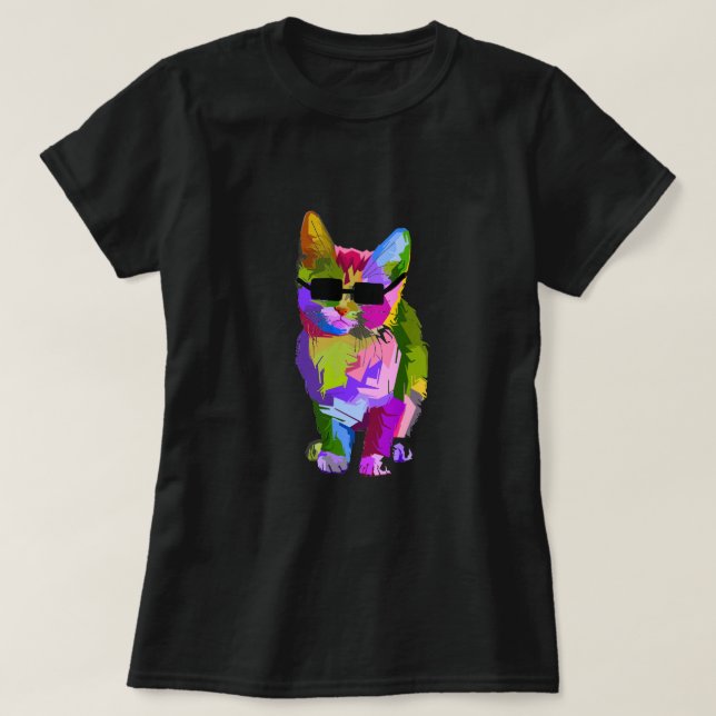 Modern art cool pop art kitty cat T-Shirt (Design Front)