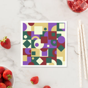 Modern Art Cubism Squares Circles Appetizer Dinner Napkin
