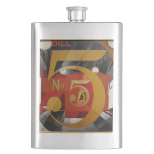 Modern Art Cubist Demuth Figure 5 in Gold Hip Flask