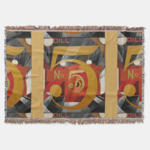Modern Art Cubist Demuth Figure 5 in Gold Throw Blanket