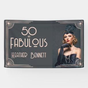 Modern Art Deco 50 and Fabulous Birthday Banner