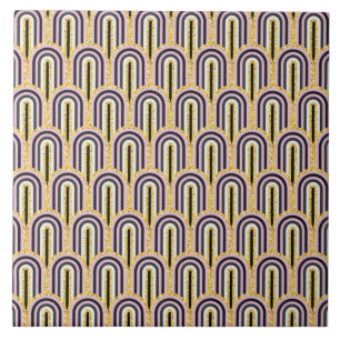 Modern Art Deco Arches Gold Glitter Tile