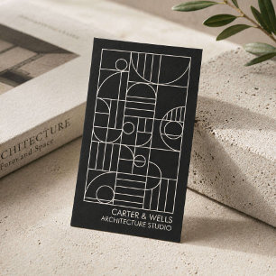 Modern Art Deco Architect Geometric Black/Grey Business Card