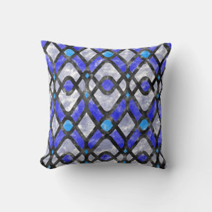 Modern Art Deco Batik in Purple and Black Cushion
