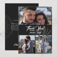 Modern Art Deco Black Swan 3 Photo Wedding