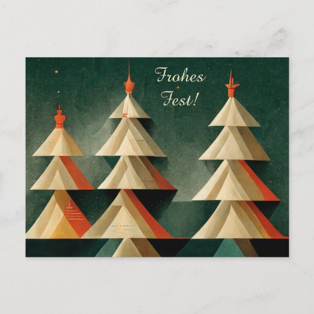 Modern Art Deco Christmas Card Merry Christmas (Front)