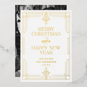 Modern Art Deco Classic White Christmas Gold