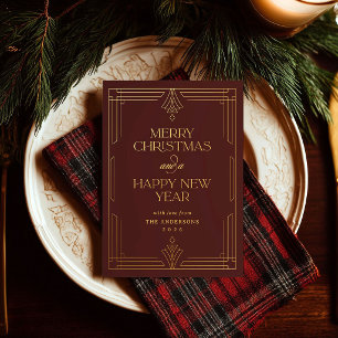 Modern Art Deco Deep Mahogany Christmas Gold