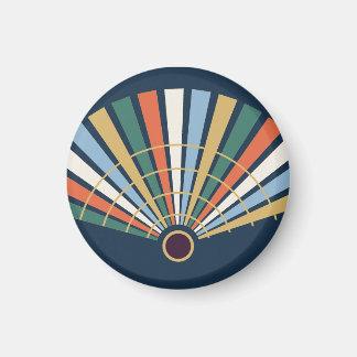 Modern Art Deco fan in Navy and Jade Magnet