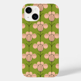 Modern Art Deco Floral Pattern - Pink Petals Case-Mate iPhone 14 Case