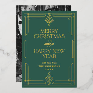 Modern Art Deco Forest Green Christmas Gold