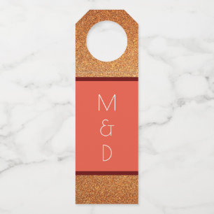 Modern Art Deco Gatsby Gold Glitter Wedding Bottle Tag