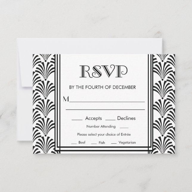 Modern Art Deco Gatsby RSVP Card (Front)