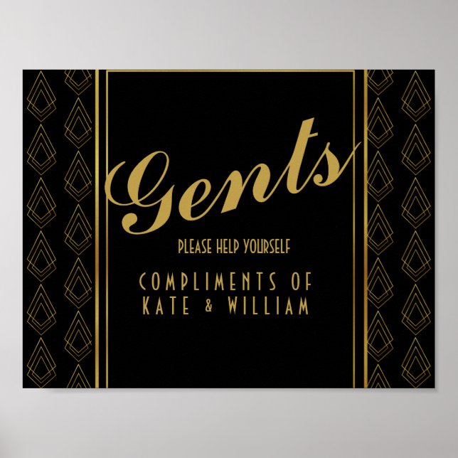Modern art deco Gents restroom sign (Front)