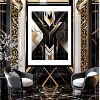 Modern Art Deco Geometric gold black white