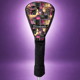 Modern Art Deco Geometric Personalised Golf Head Cover