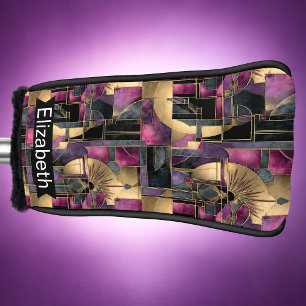 Modern Art Deco Geometric Personalised Golf Head Cover