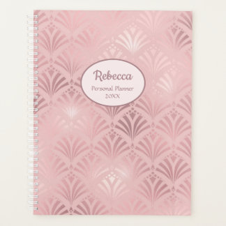Modern Art Deco Glam Pink Personalise Name Planner