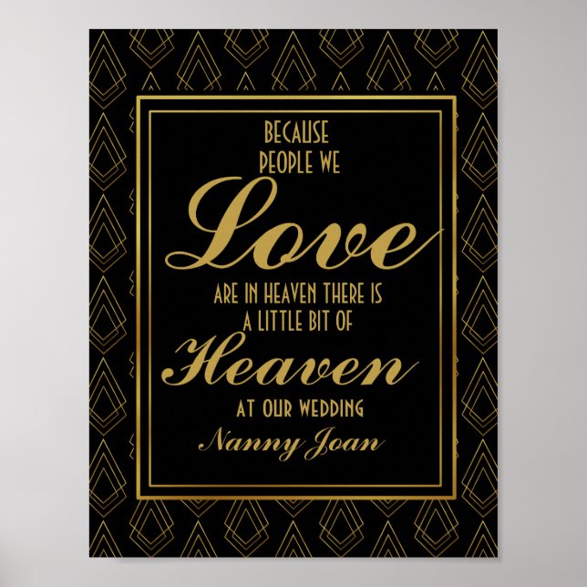 Modern art deco Gold & Black Memorial Poster (Front)