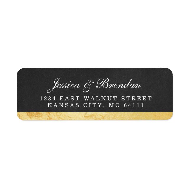 Modern Art Deco Gold Wedding Return Address Label (Front)