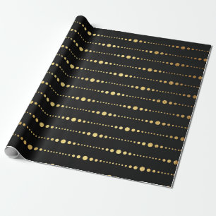 Modern Art Deco Golden Black Drops Vip Wrapping Paper