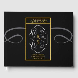 Modern Art Deco Monogram Wedding Guest Book