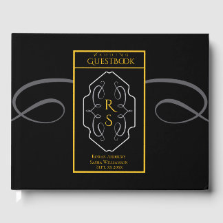 Modern Art Deco Monogram Wedding Guest Book