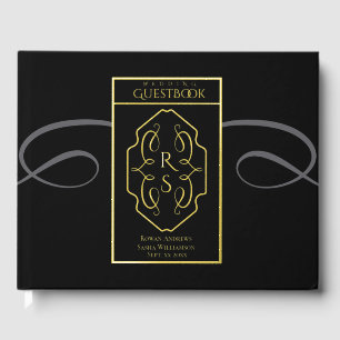 Modern Art Deco Monogram Wedding Guest Book