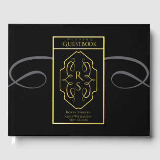 Modern Art Deco Monogram Wedding Guest Book