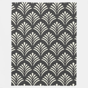 Modern Art Deco Motif Pattern Black and White  Fleece Blanket
